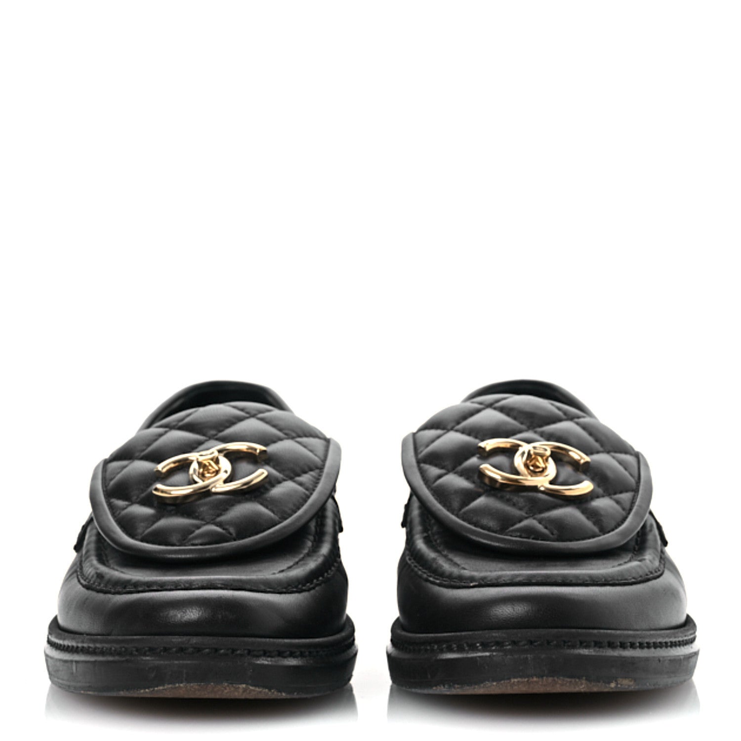 Chanel Lambskin Quilted CC Turnlock Loafers 37 Navy 4 of 18