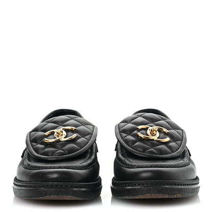 Chanel Lambskin Quilted CC Turnlock Loafers 37 Navy 4 of 18