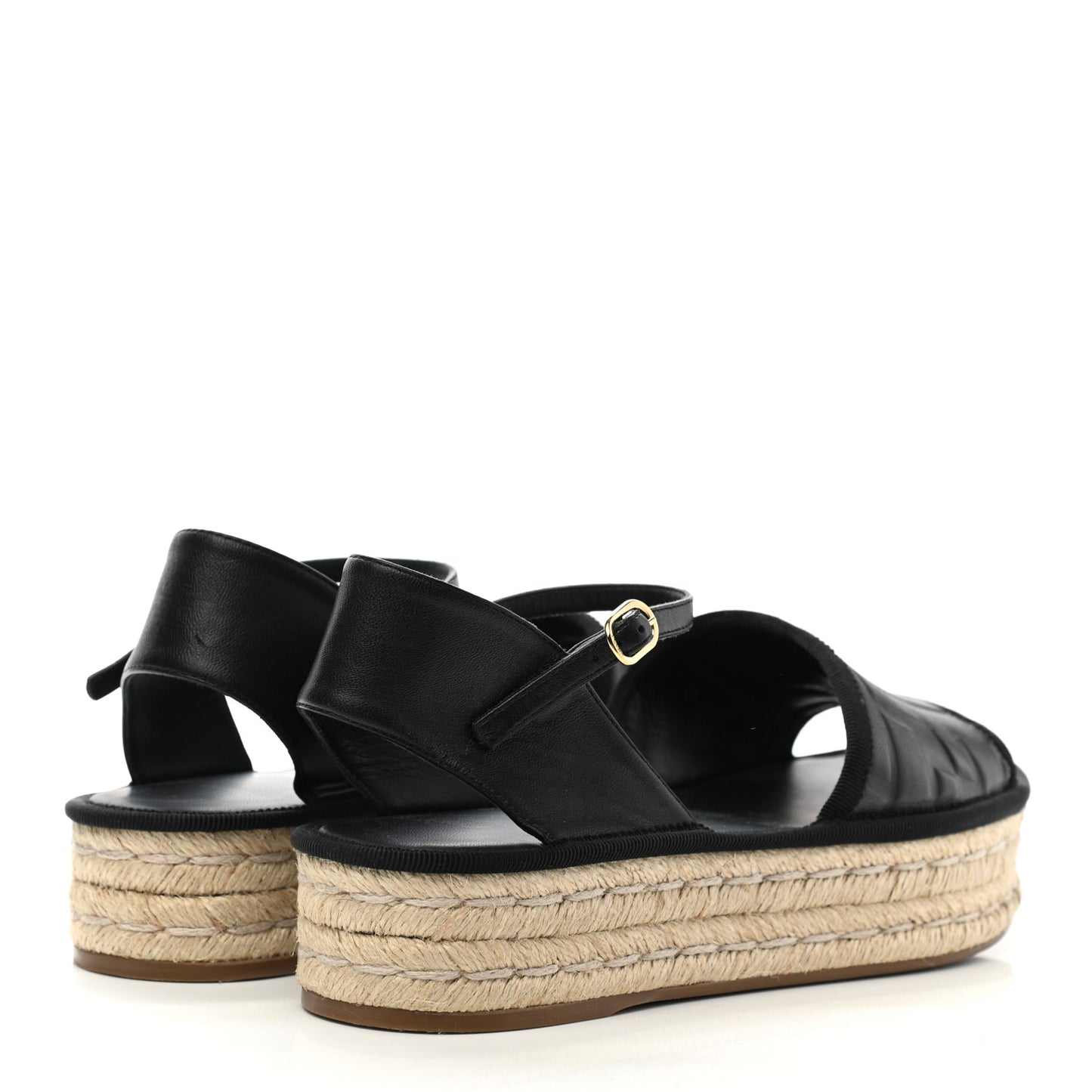 Nappa FF Embossed Espadrille Platform Sandals 37 Black