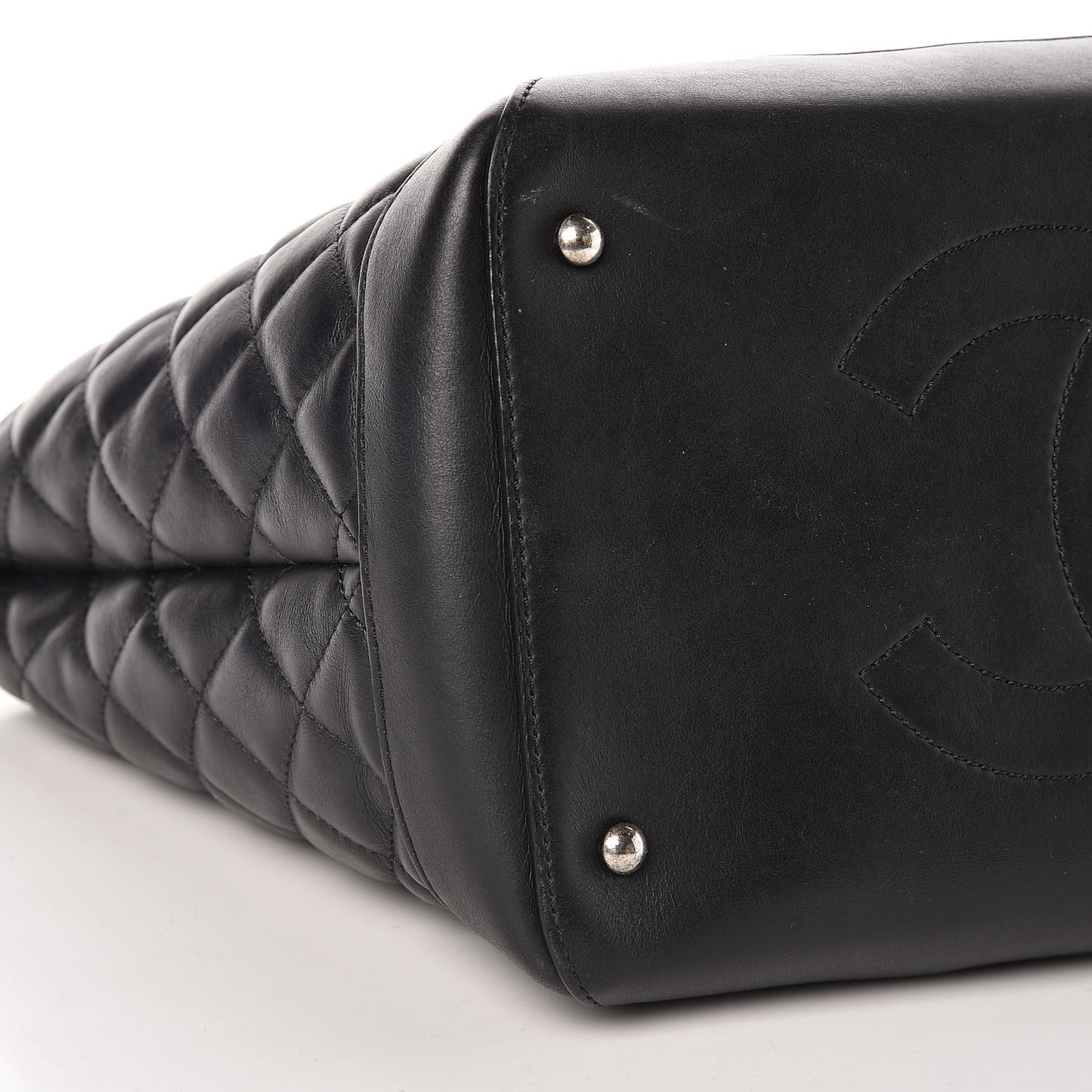 Calfskin Quilted Small Easy Shopping Tote Black