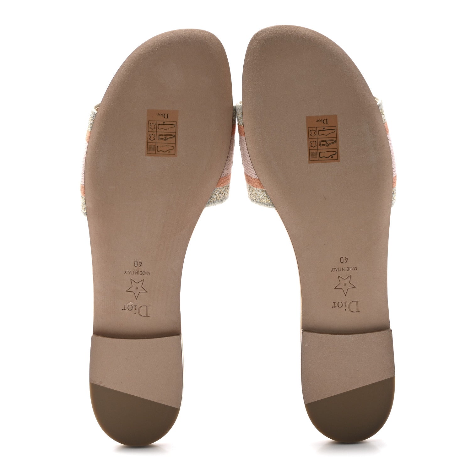 Christian Dior Canvas Lurex Embroidered Dway Flat Slide Sandals 38 Platinum 40 Platinum 6 of 10