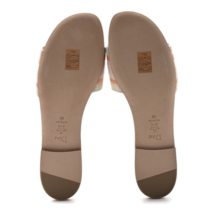 Christian Dior Canvas Lurex Embroidered Dway Flat Slide Sandals 38 Platinum 40 Platinum 6 of 10