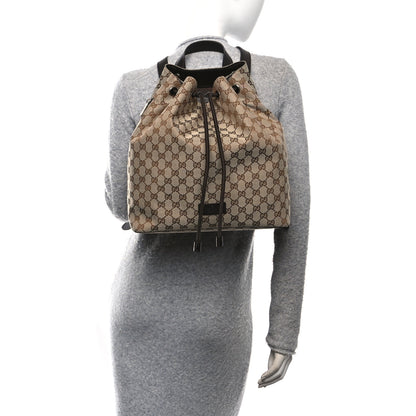 Gucci Monogram Dollar Calfskin O Drawstring Backpack Beige Ebony Testa di Moro Dark Chocolate 2 of 10