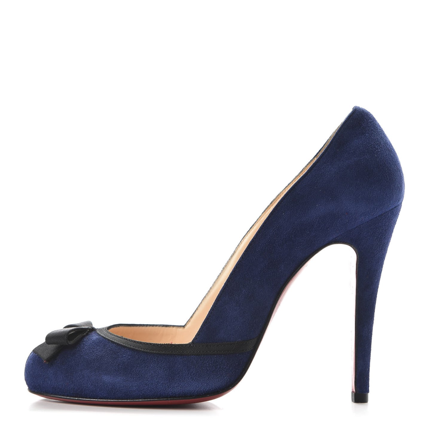 Suede Grosgrain Bow 120 Pumps 36 Navy Black