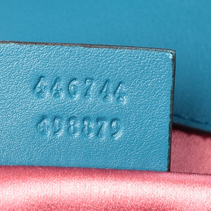 Gucci Velvet Matelasse Embroidered Mini GG Marmont Shoulder Bag Pavone Cyan 7 of 12