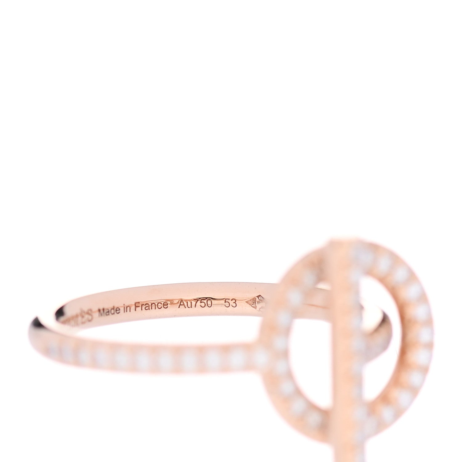Hermes 18K Rose Gold Diamond Pave PM Echappee Ring 53 6.5 6 of 7