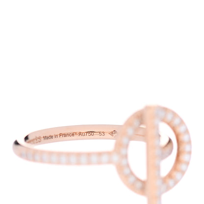 Hermes 18K Rose Gold Diamond Pave PM Echappee Ring 53 6.5 6 of 7
