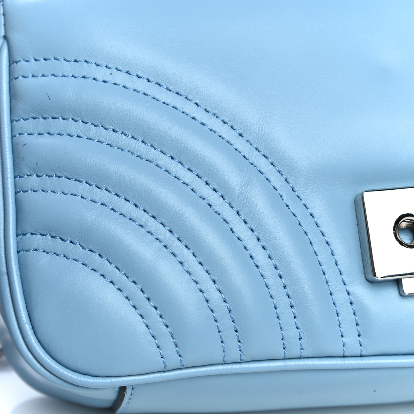 Calfskin Matelasse Mini GG Marmont Shoulder Bag Porcelain Light Blue