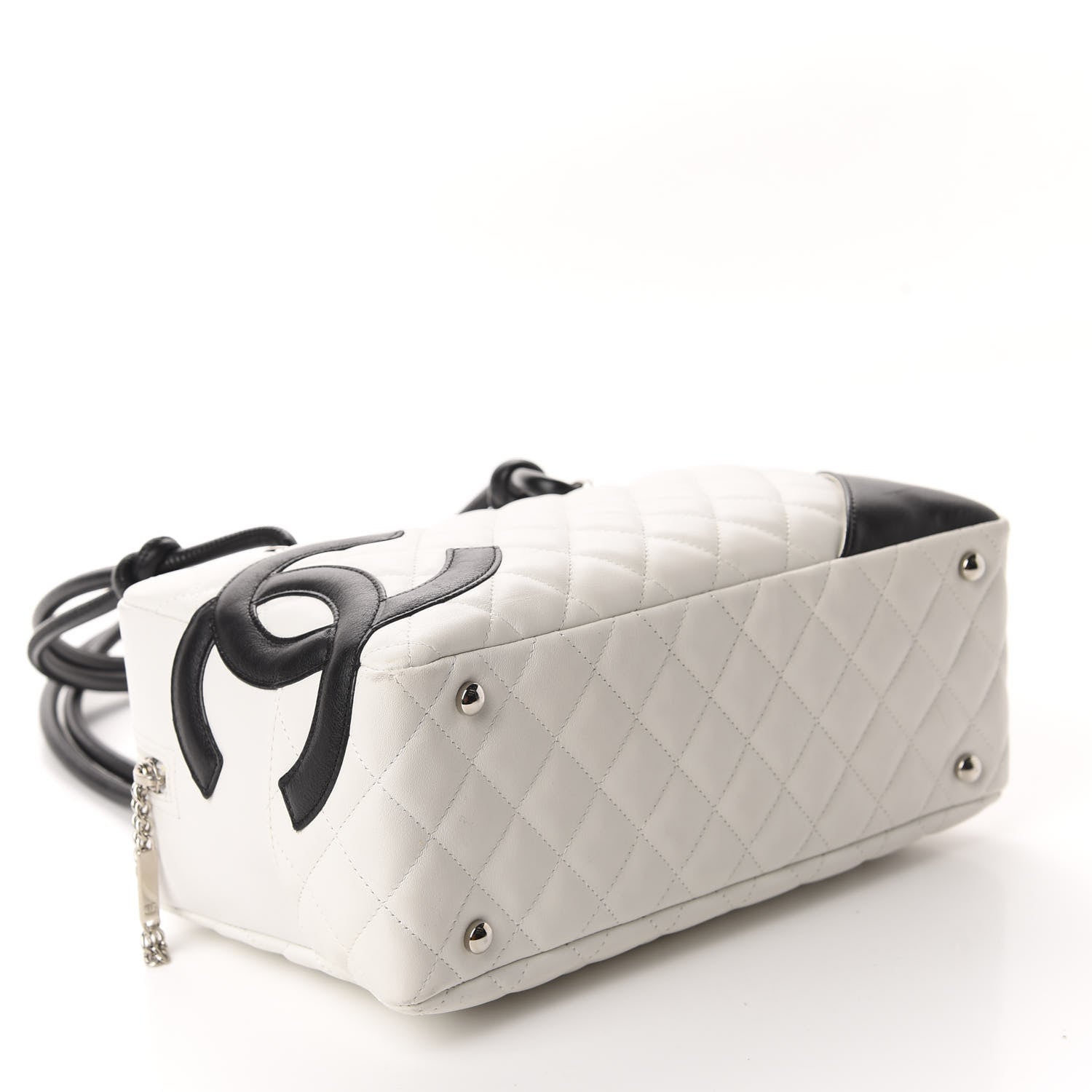 Chanel Calfskin Quilted Large Cambon Bowler White Black 4 of 13