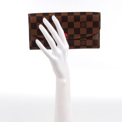 Louis Vuitton Damier Ebene Emilie Wallet Red 2 of 9