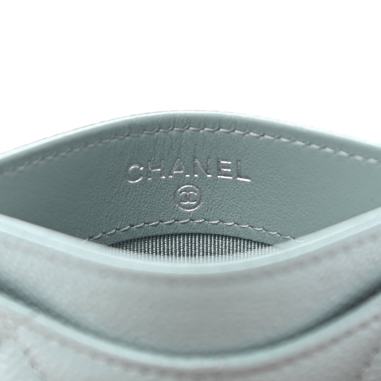Chanel Caviar Quilted Card Holder Light Blue 6 of 9