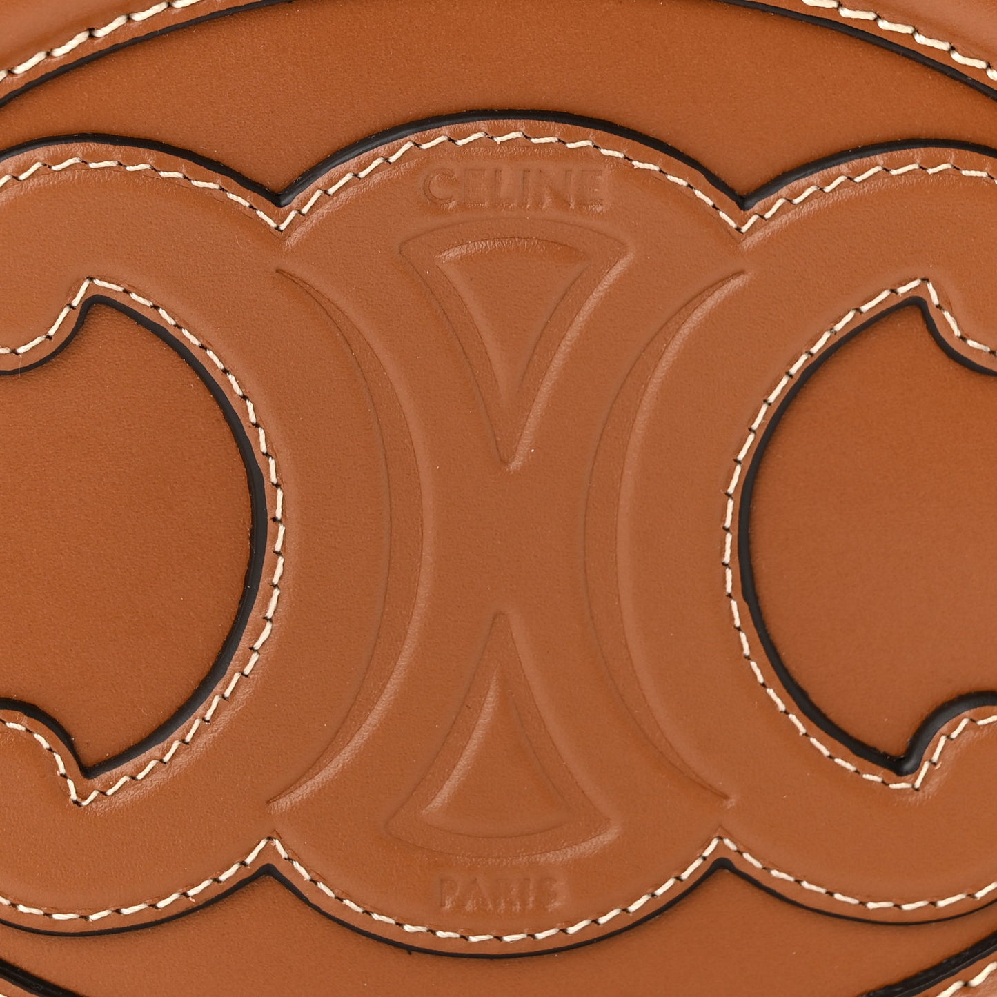 Smooth Calfskin Cuir Small Triomphe Oval Crossbody Purse Tan