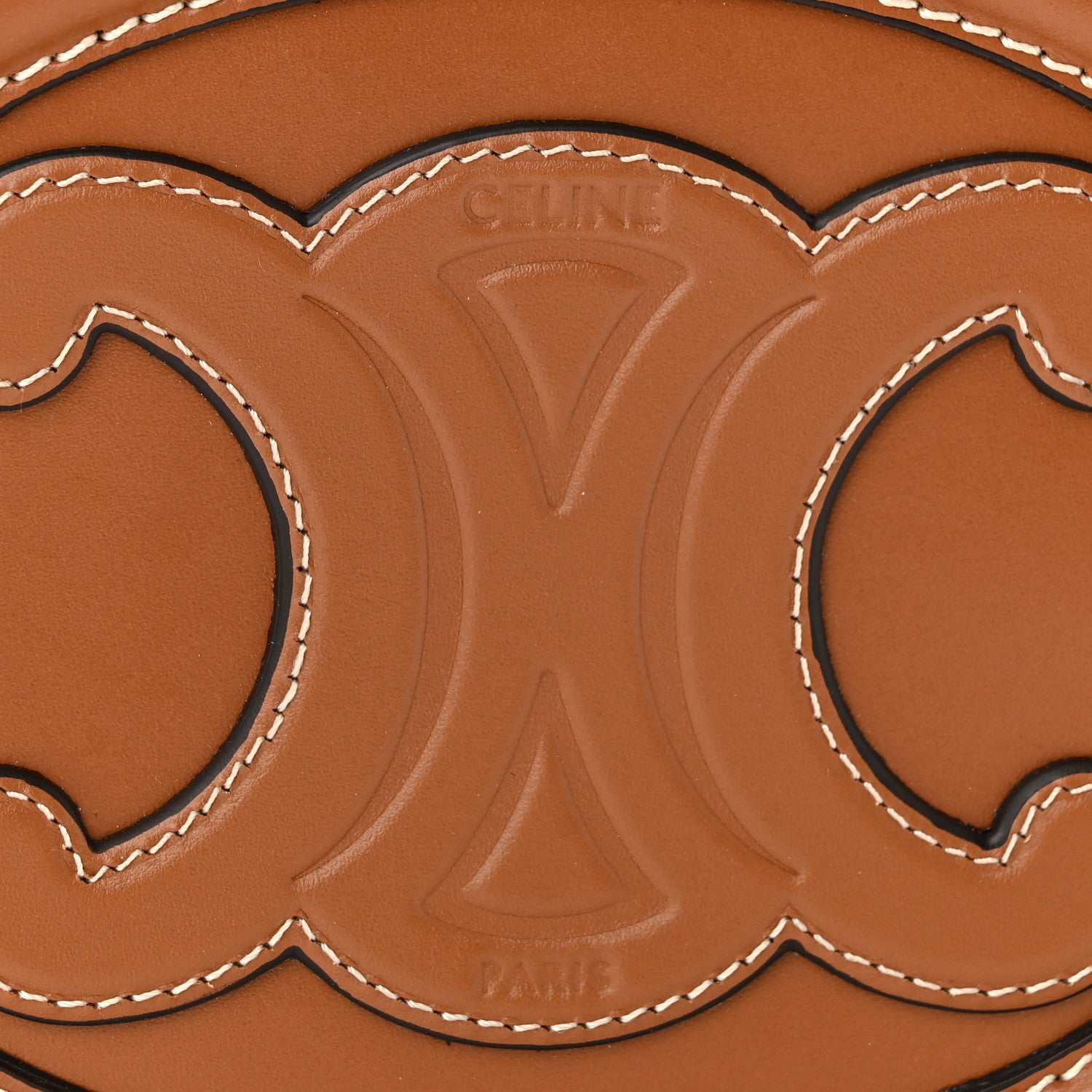 Celine Smooth Calfskin Cuir Small Triomphe Oval Crossbody Purse Tan 6 of 10