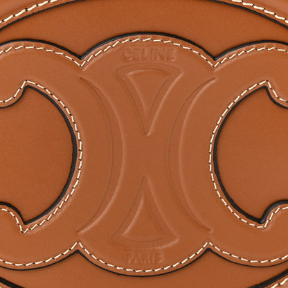 Celine Smooth Calfskin Cuir Small Triomphe Oval Crossbody Purse Tan 6 of 10