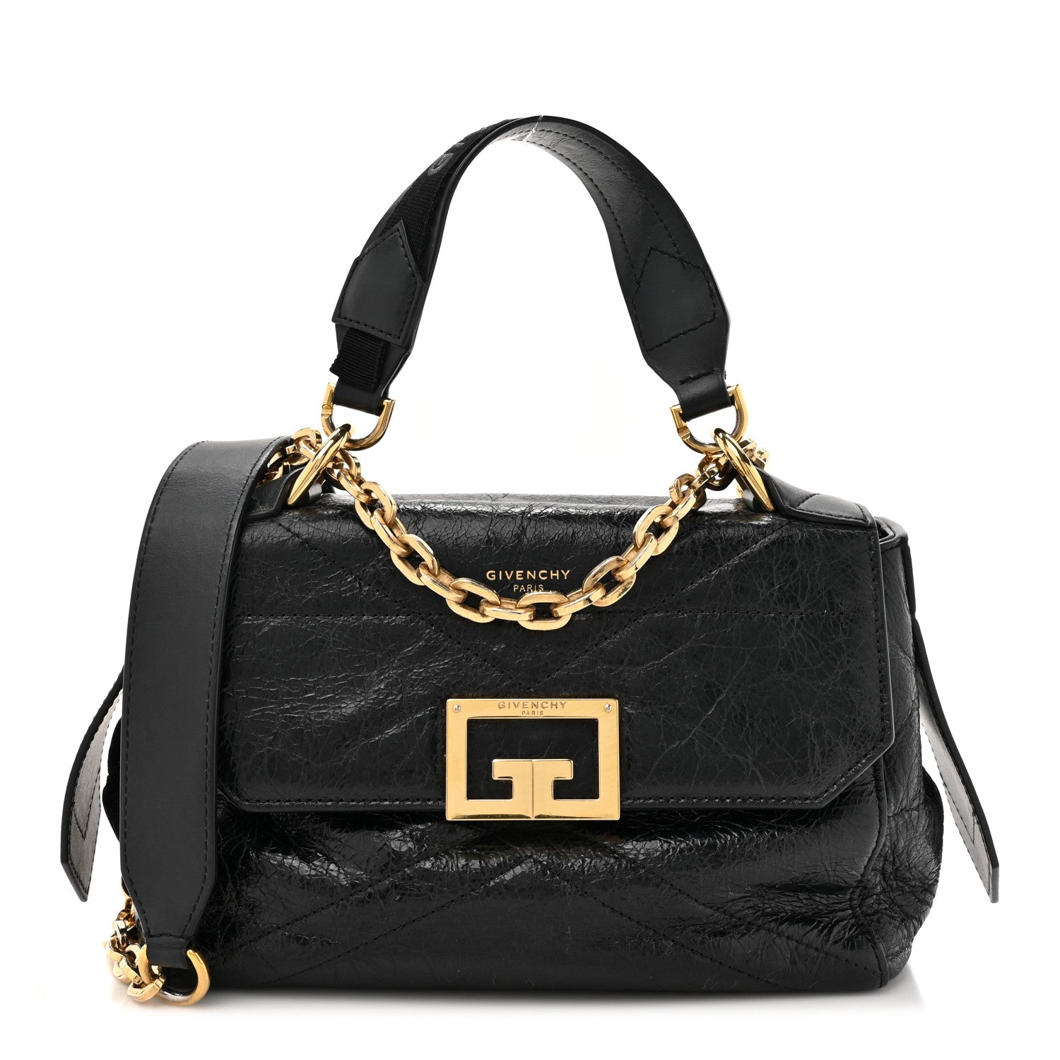 Givenchy Creased Patent Calfskin Small ID Flap Black 1 of 11