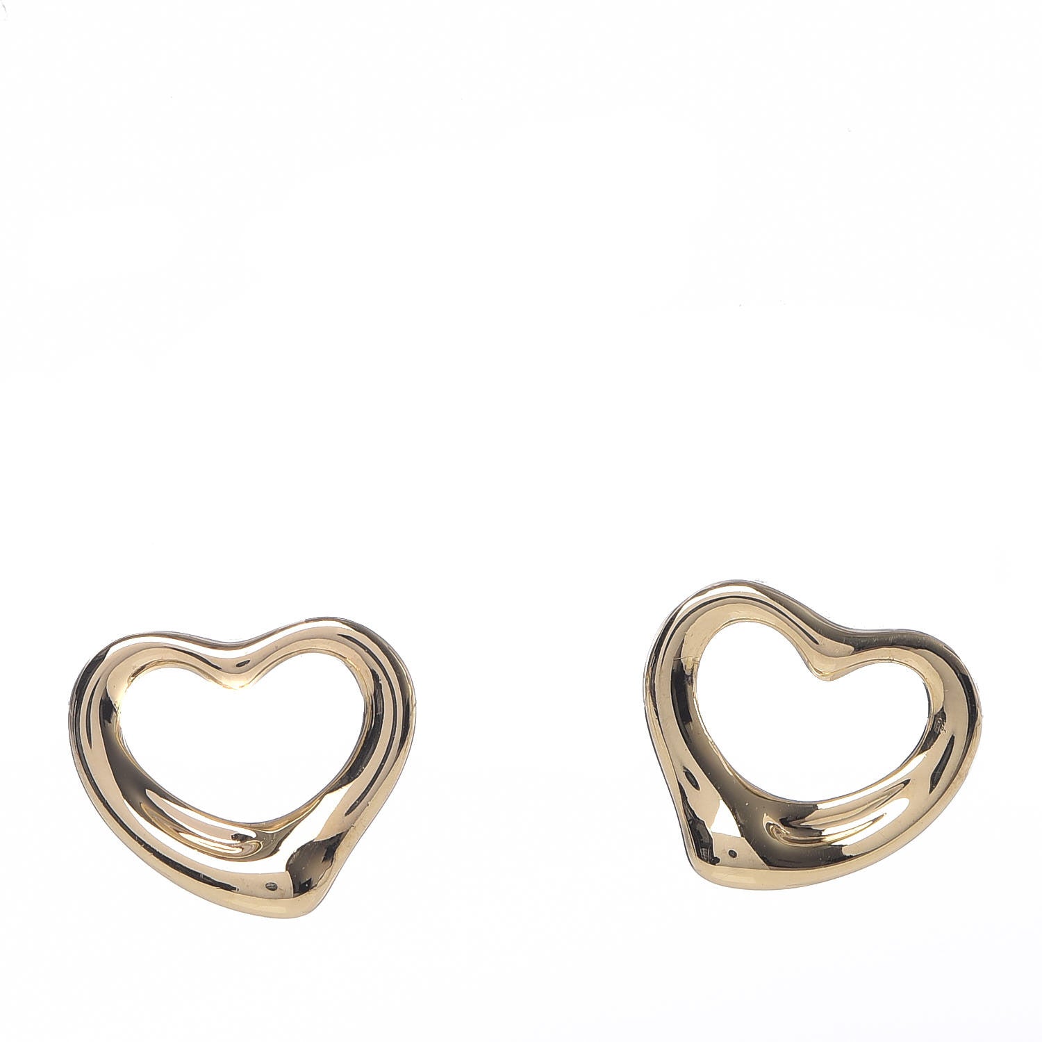 Tiffany 18K Yellow Gold 11mm Elsa Peretti Open Heart Earrings 1 of 4