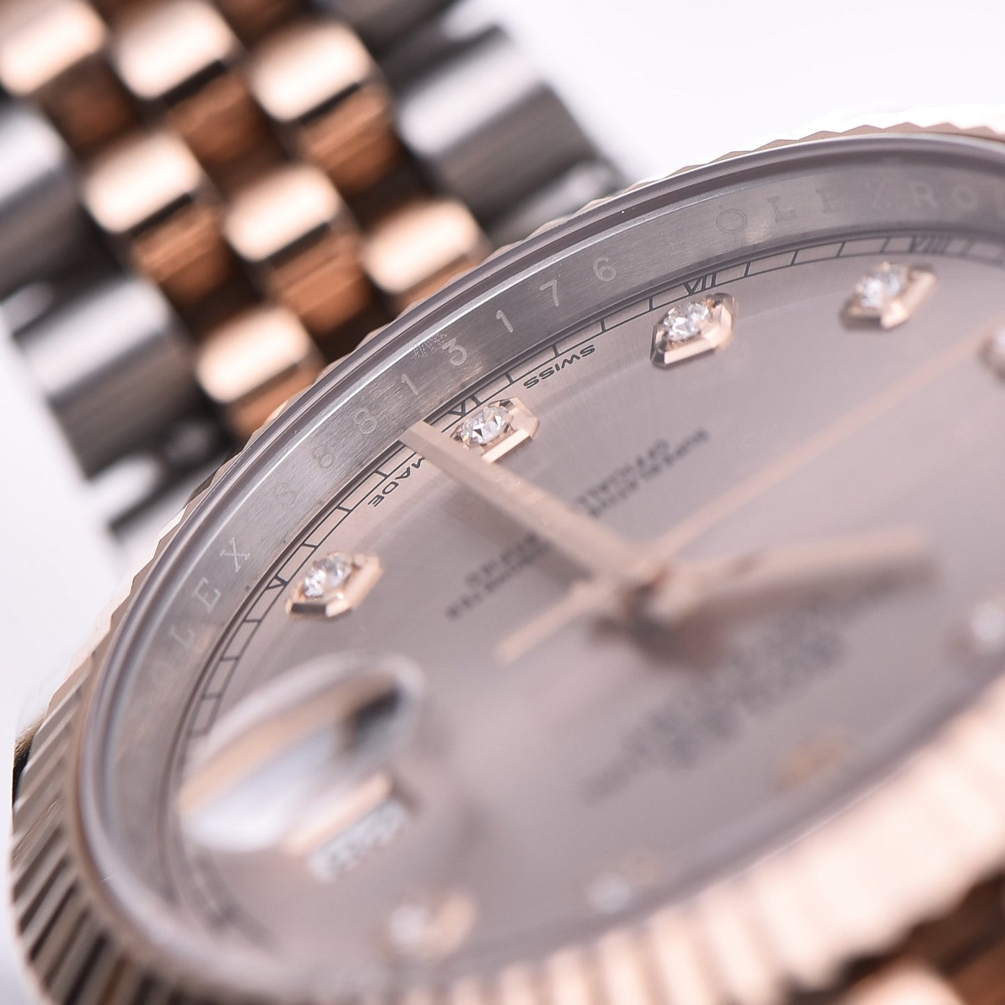 Stainless Steel 18K Everose Gold Diamond 41mm Oyster Perpetual Datejust Watch Sundust 126331