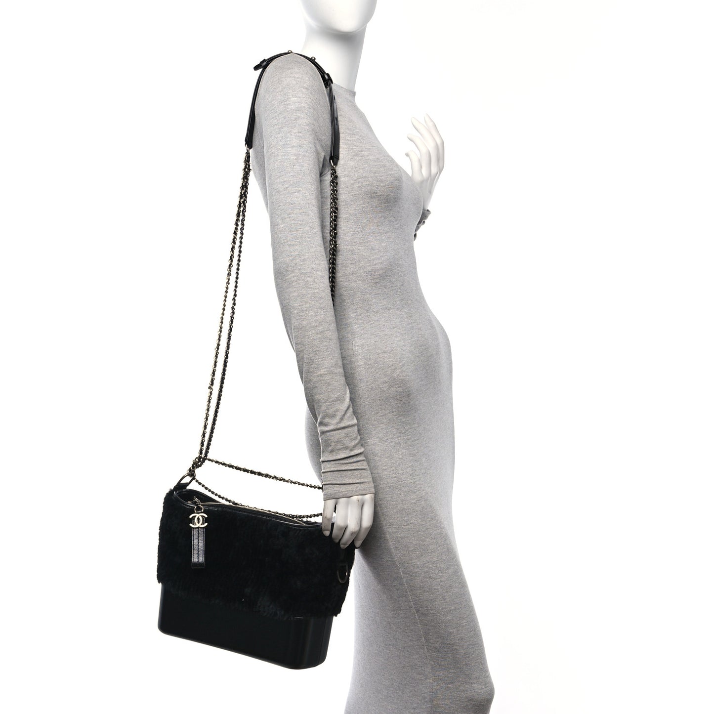 Shearling Medium Gabrielle Hobo Black