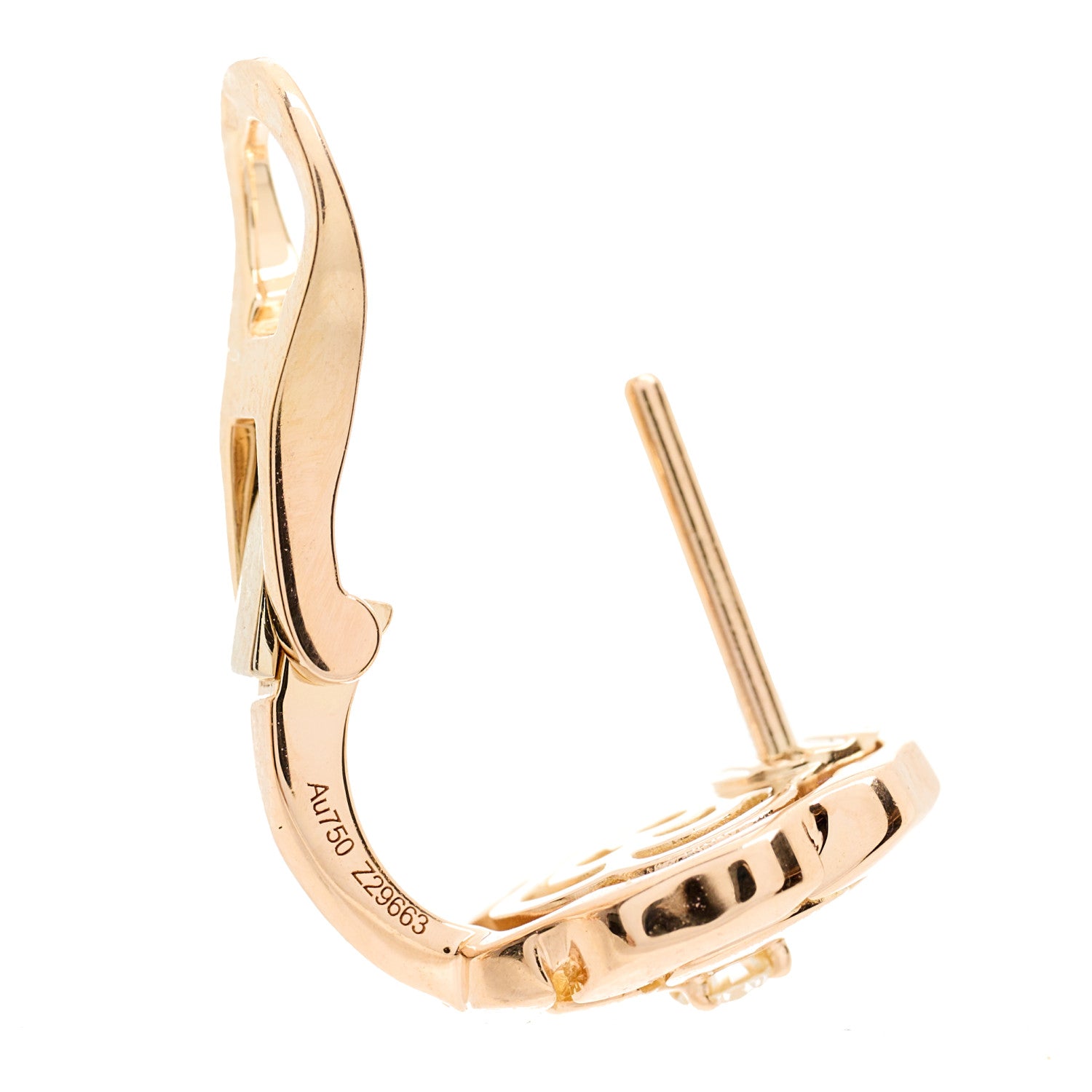 Chanel 18K Rose Gold Diamond Extrait de Camelia Earrings 4 of 5