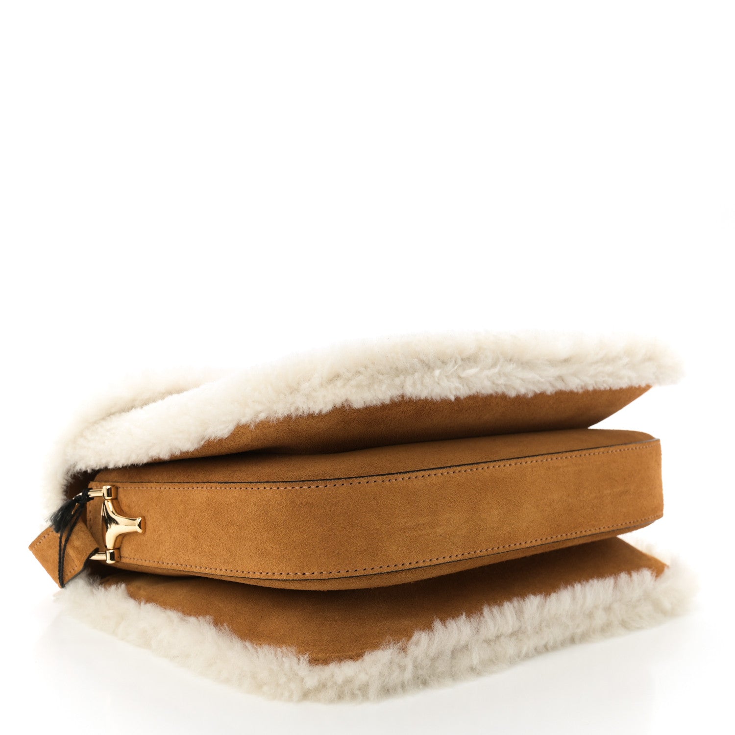 Gucci Suede Shearling Horsebit 1955 Shoulder Bag Brown 4 of 10