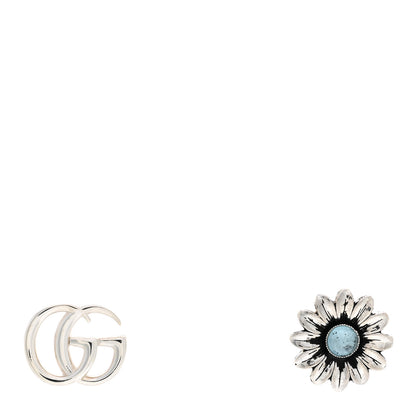 Gucci Sterling Silver Blue Topaz Flower Marmont Double G Earrings 1 of 3