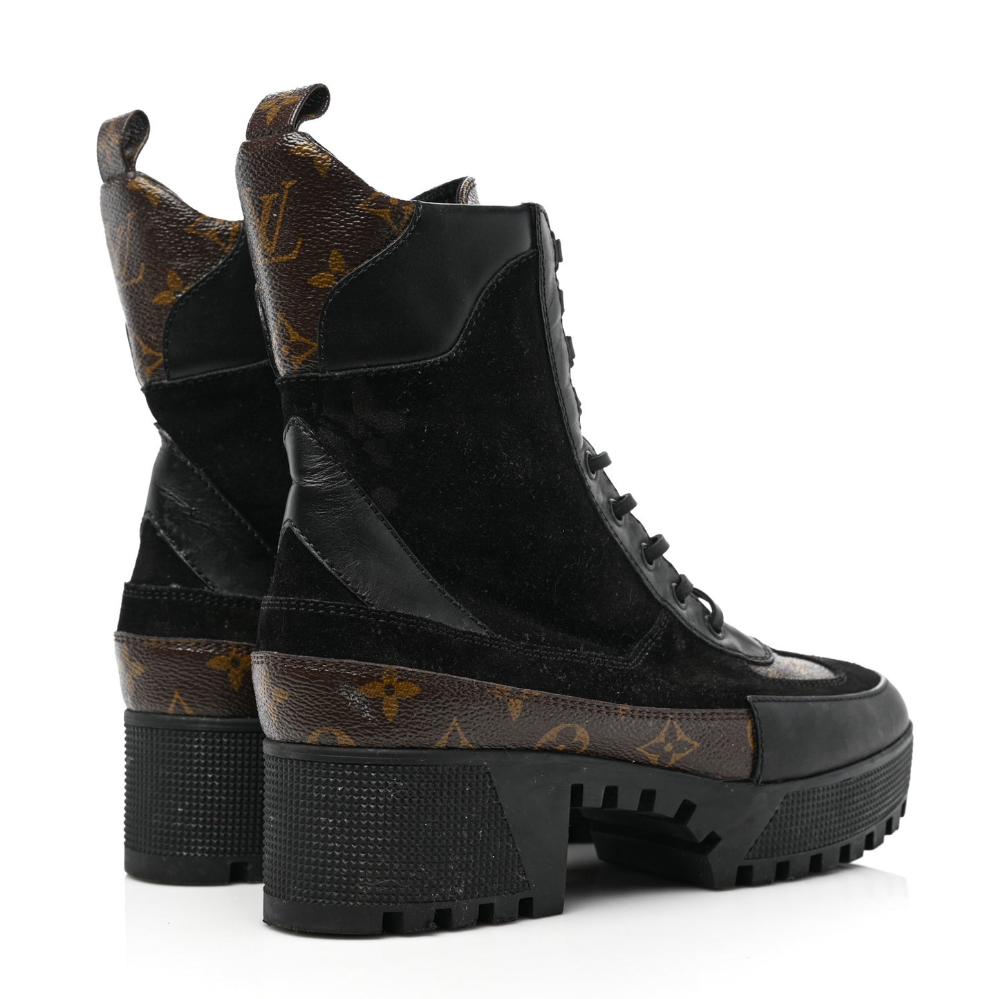Suede Calfskin Monogram Laureate Platform Desert Boots 40 Black