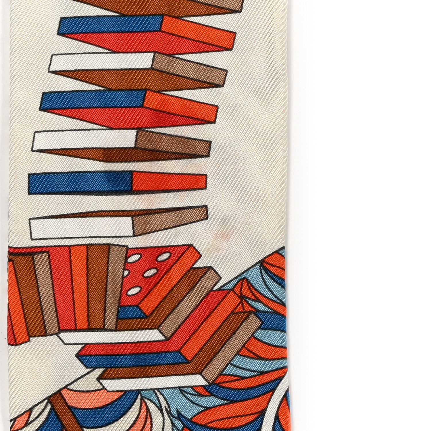 Hermes Silk De l'Ombrelle Aux Duels Twilly Bleu Potiron Creme 5 of 5