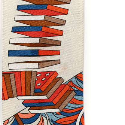 Hermes Silk De l'Ombrelle Aux Duels Twilly Bleu Potiron Creme 5 of 5