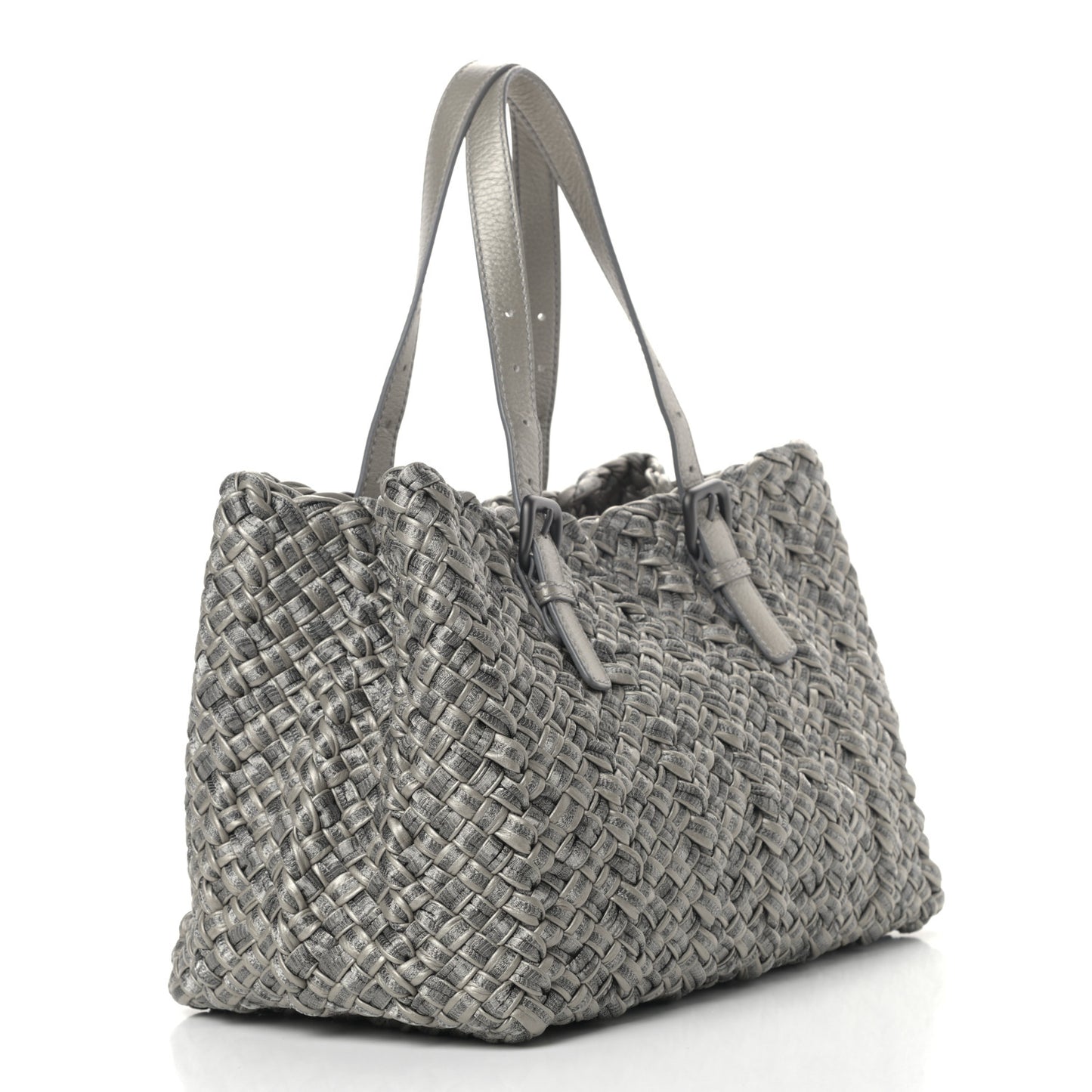 Metallic Intrecciato Tote Silver
