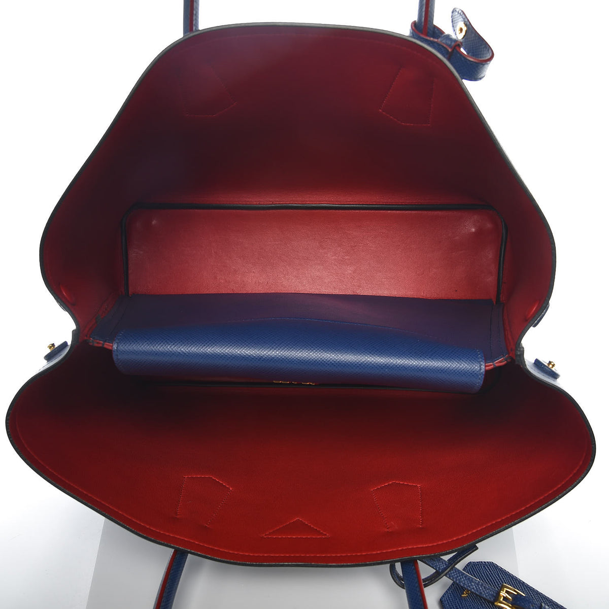 Prada Saffiano Cuir Large Double Bag Bleuette 5 of 9