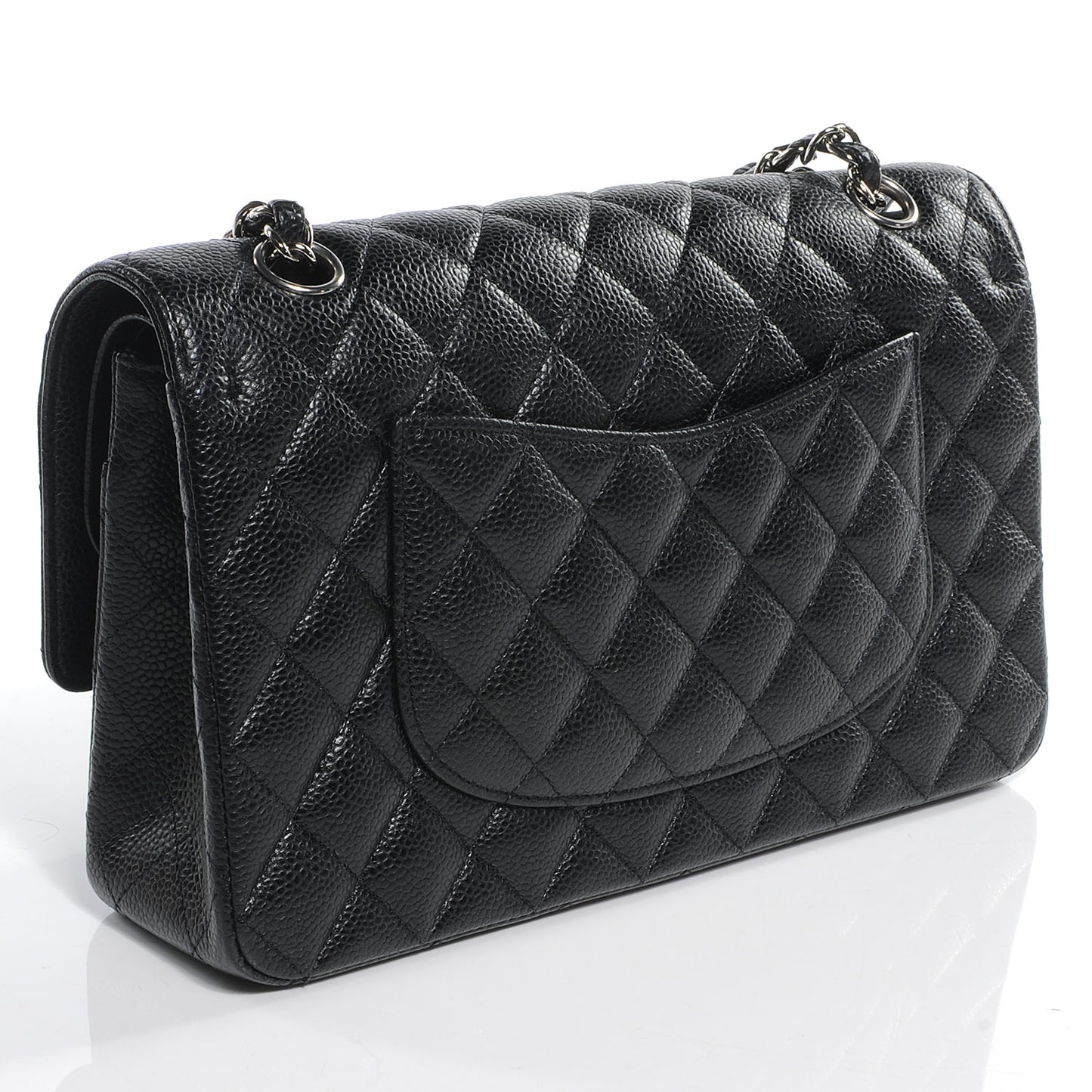 Caviar Quilted Medium Double Flap Black