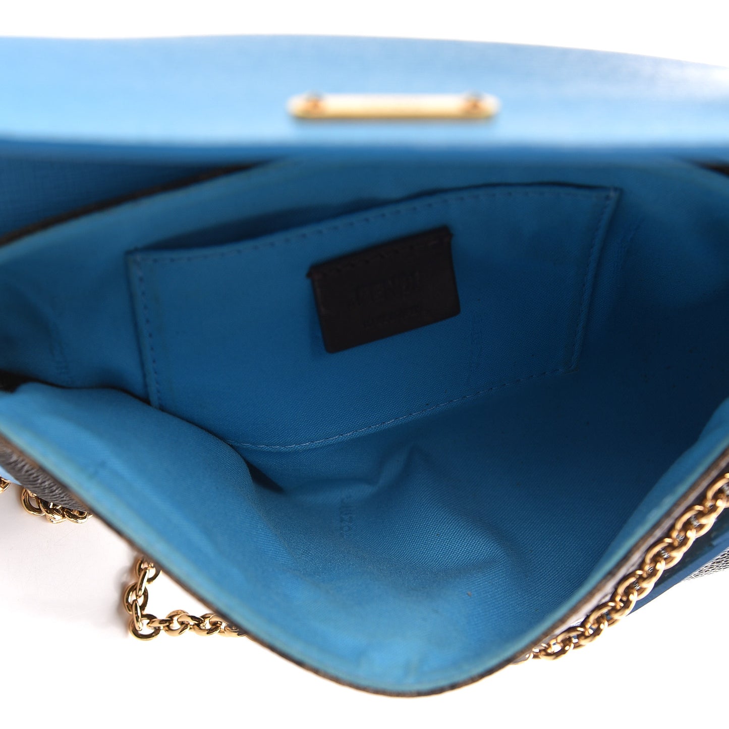 Zucca Spalmati Vitello Elite Flap Crossbody Bag Tobacco Turchese