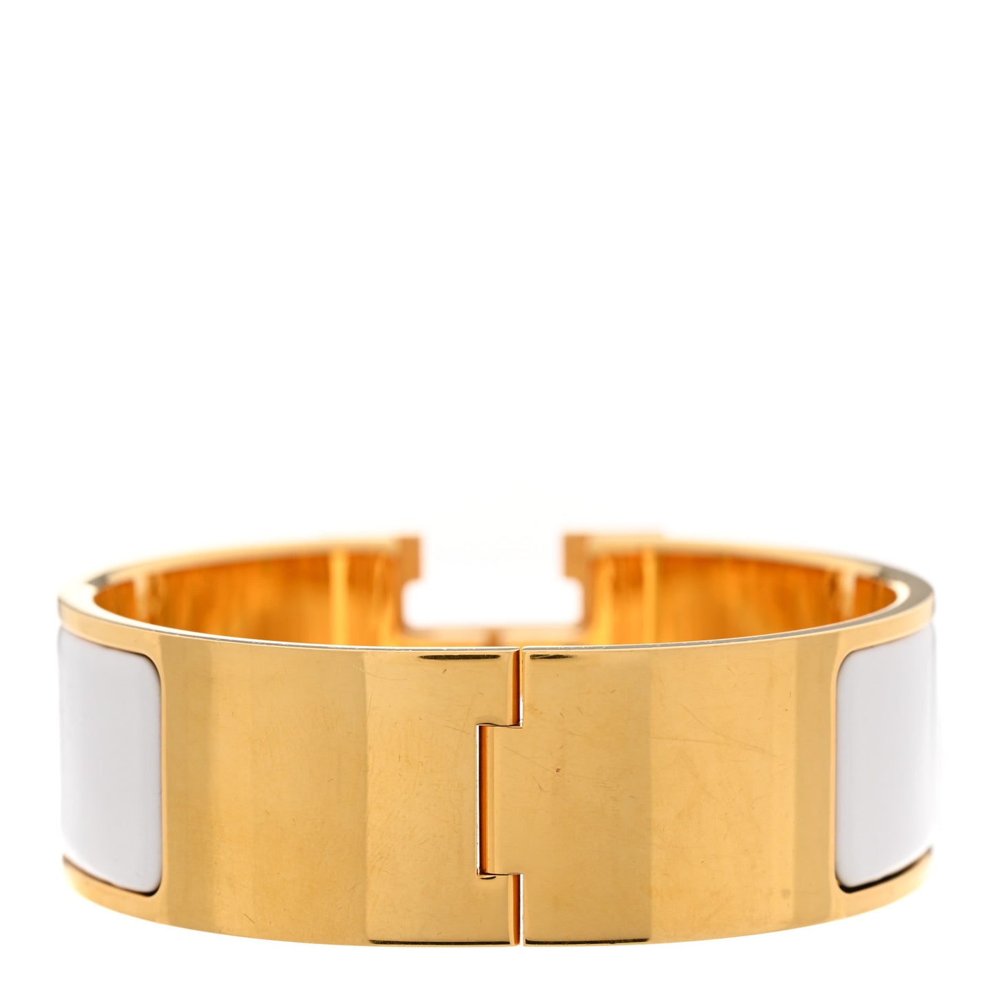 Enamel Wide Clic Clac H Bracelet GM White
