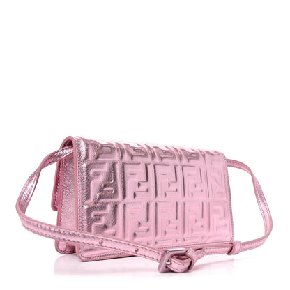 Fendi Metallic Nappa Matisse FF Embossed Wallet On Chain Rosa 3 of 10
