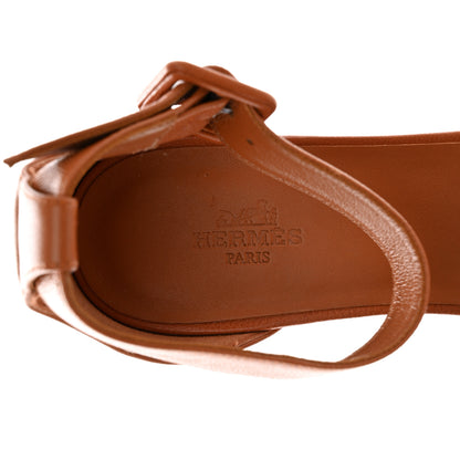 Hermes Goatskin Elda Espadrille Wedge Sandals 39 Natural 7 of 9