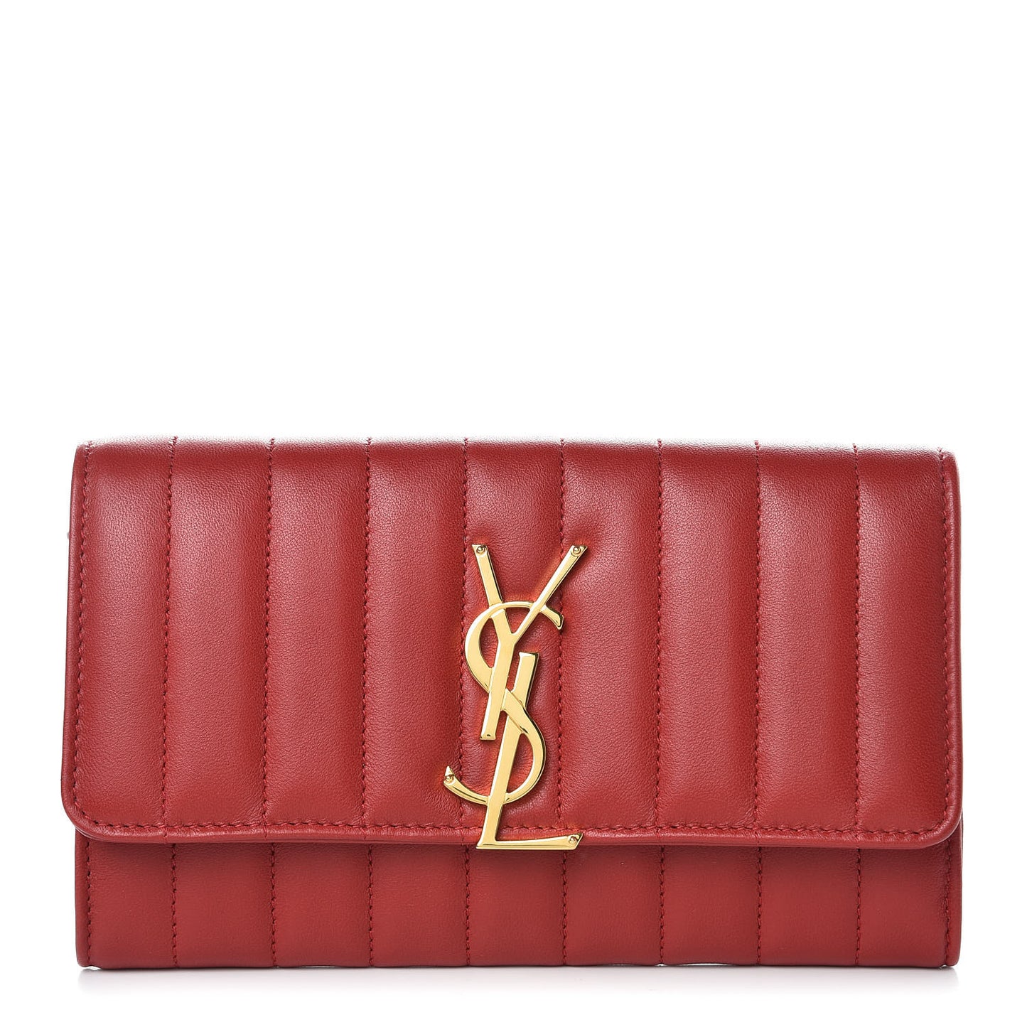 Lambskin Matelasse Monogram Large Vicky Continental Wallet Rouge Eros