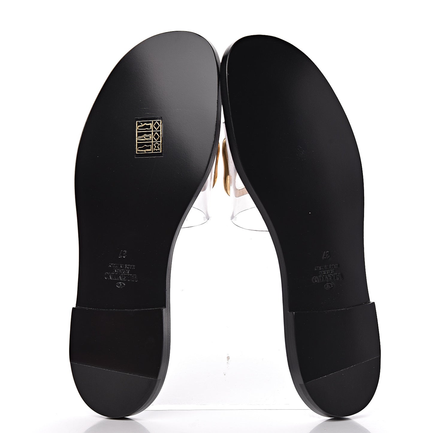 PVC Transparent Vlogo Flat Slide Sandals 37 Black