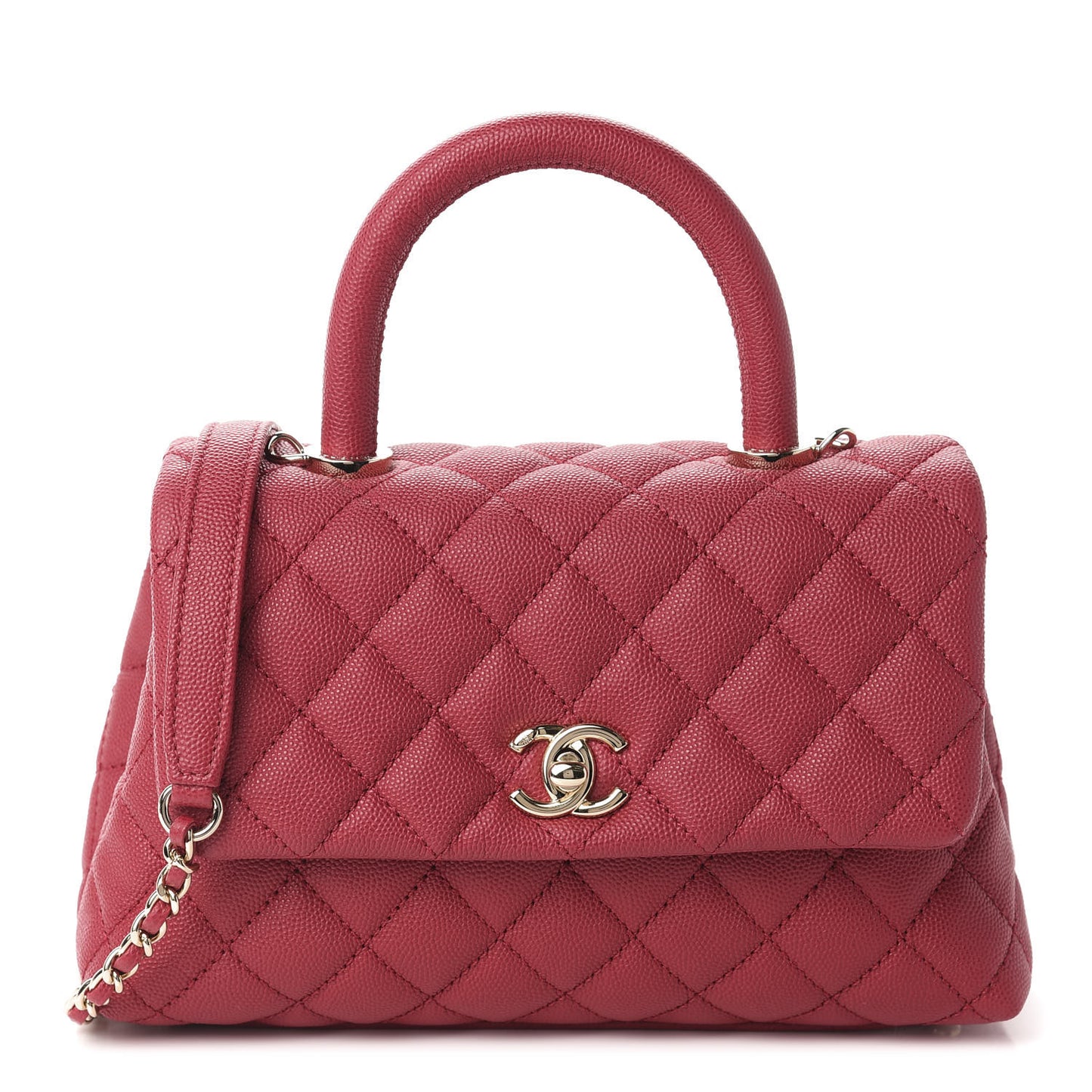 Caviar Quilted Mini Coco Handle Flap Dark Pink