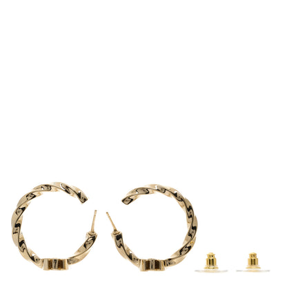 Chanel Metal Crystal Twist CC Hoop Earrings Gold 3 of 4