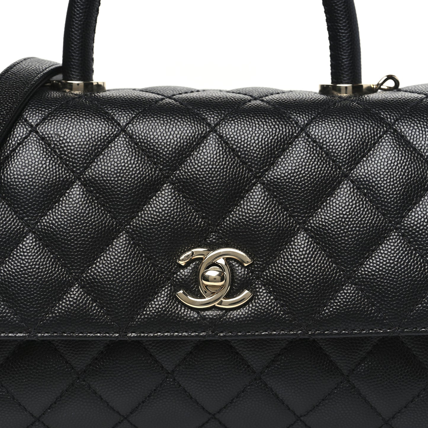 Caviar Quilted Mini Coco Handle Flap Black