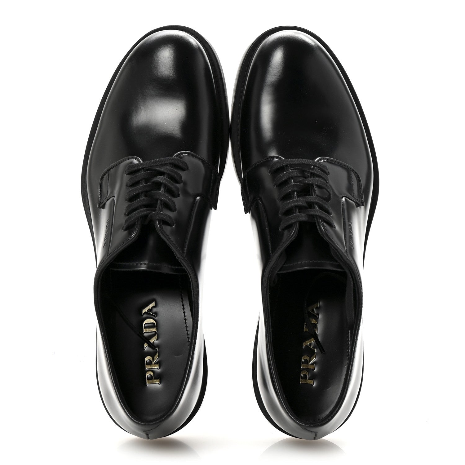Prada Spazzolato Mens Derby Loafers 8 Black 2 of 9