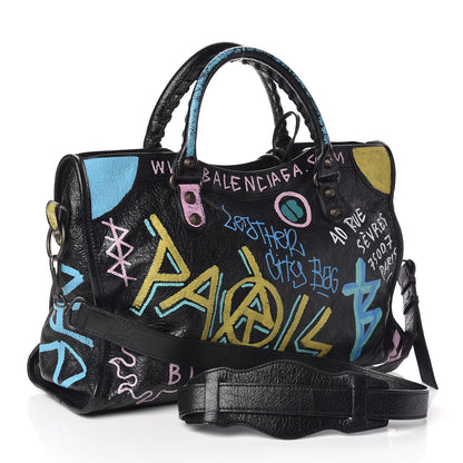 Balenciaga Agneau Graffiti All Over Classic Hardware City Black Multicolor 3 of 10