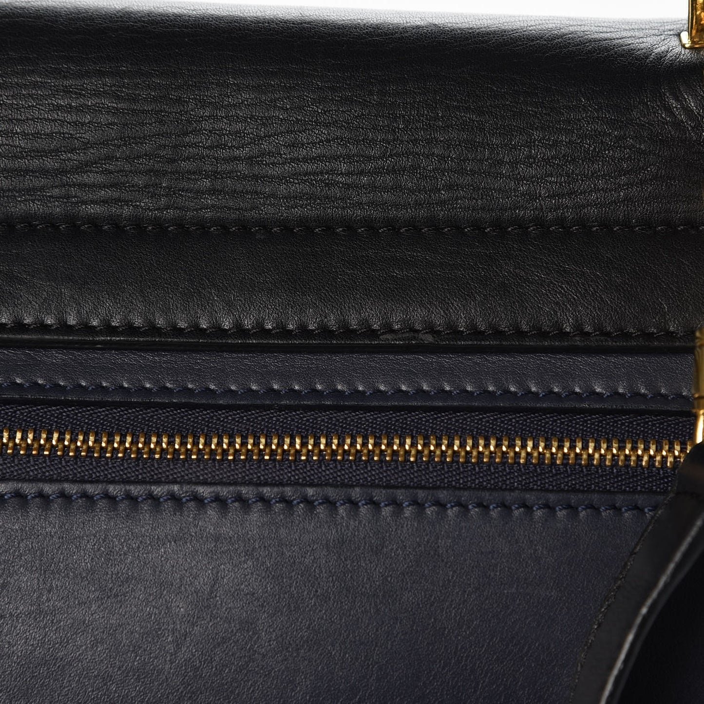 Smooth Calfskin Linen Medium Tri-Color Trapeze Black Navy Blue