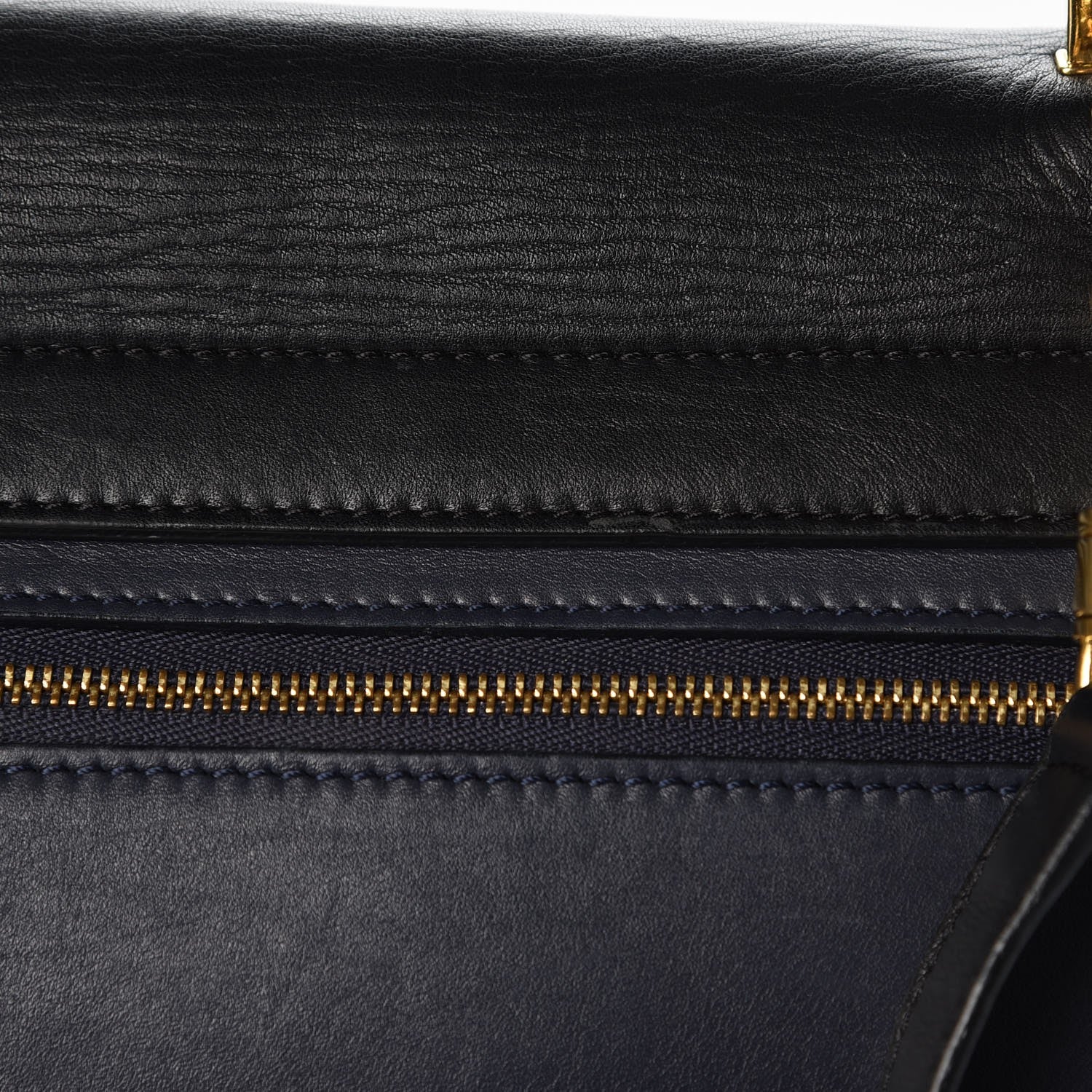 Celine Smooth Calfskin Linen Medium Tri-Color Trapeze Black Navy Blue 8 of 14
