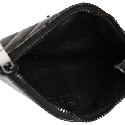 Saint Laurent Monogram Grain de Poudre 5 Fragments Zip Pouch Card Holder Black 7 of 8