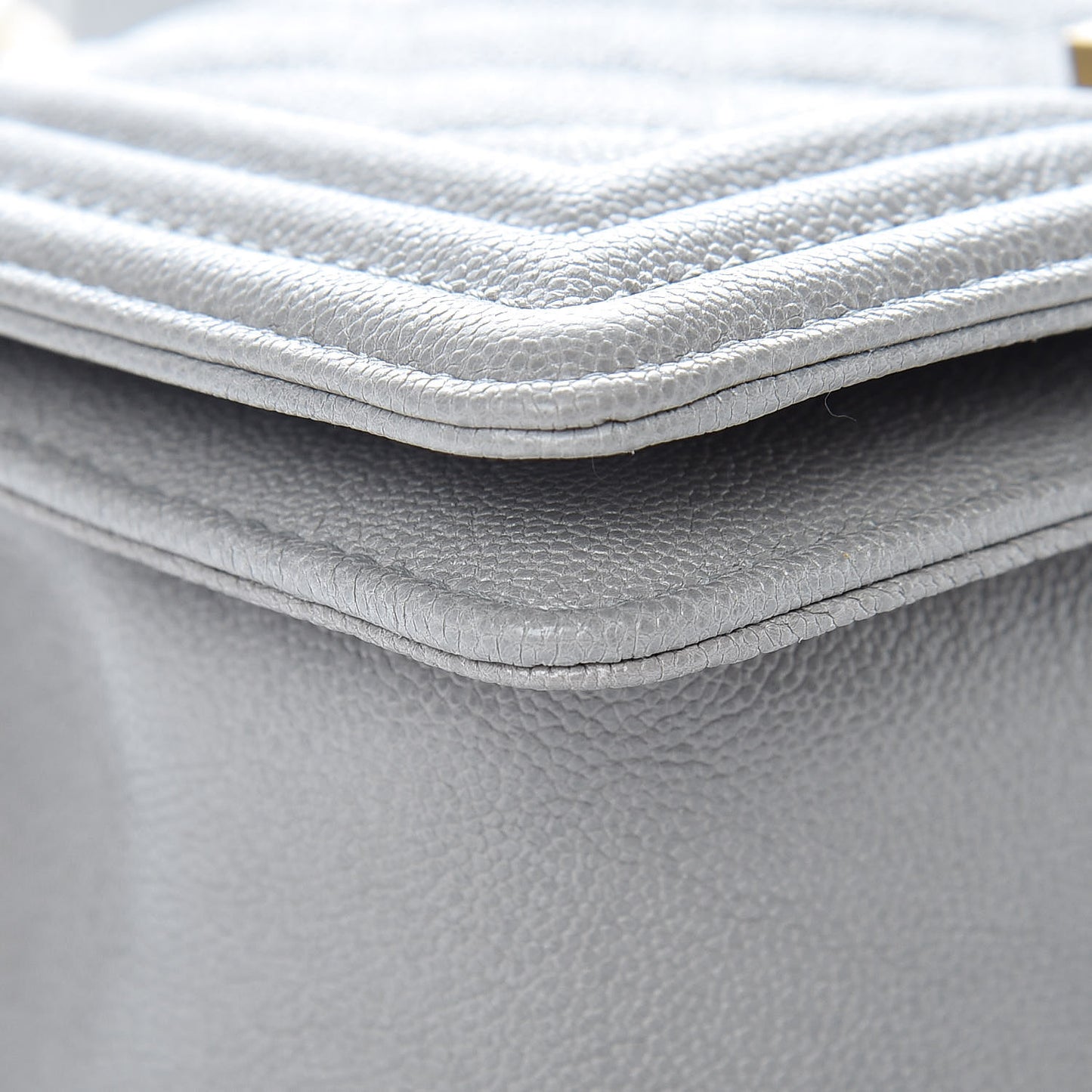 Caviar Quilted Small Boy Flap Grey