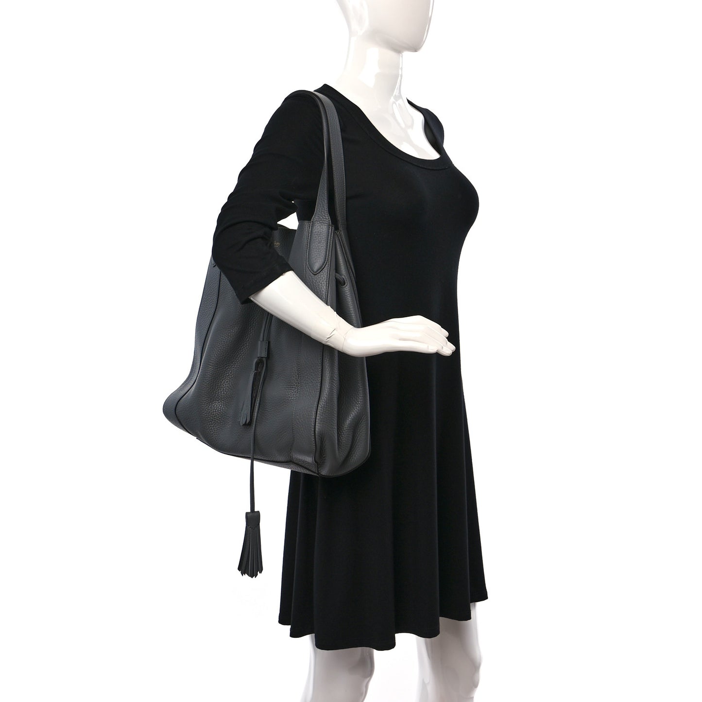 Heavy Grain Calfskin Millie Tote Charcoal