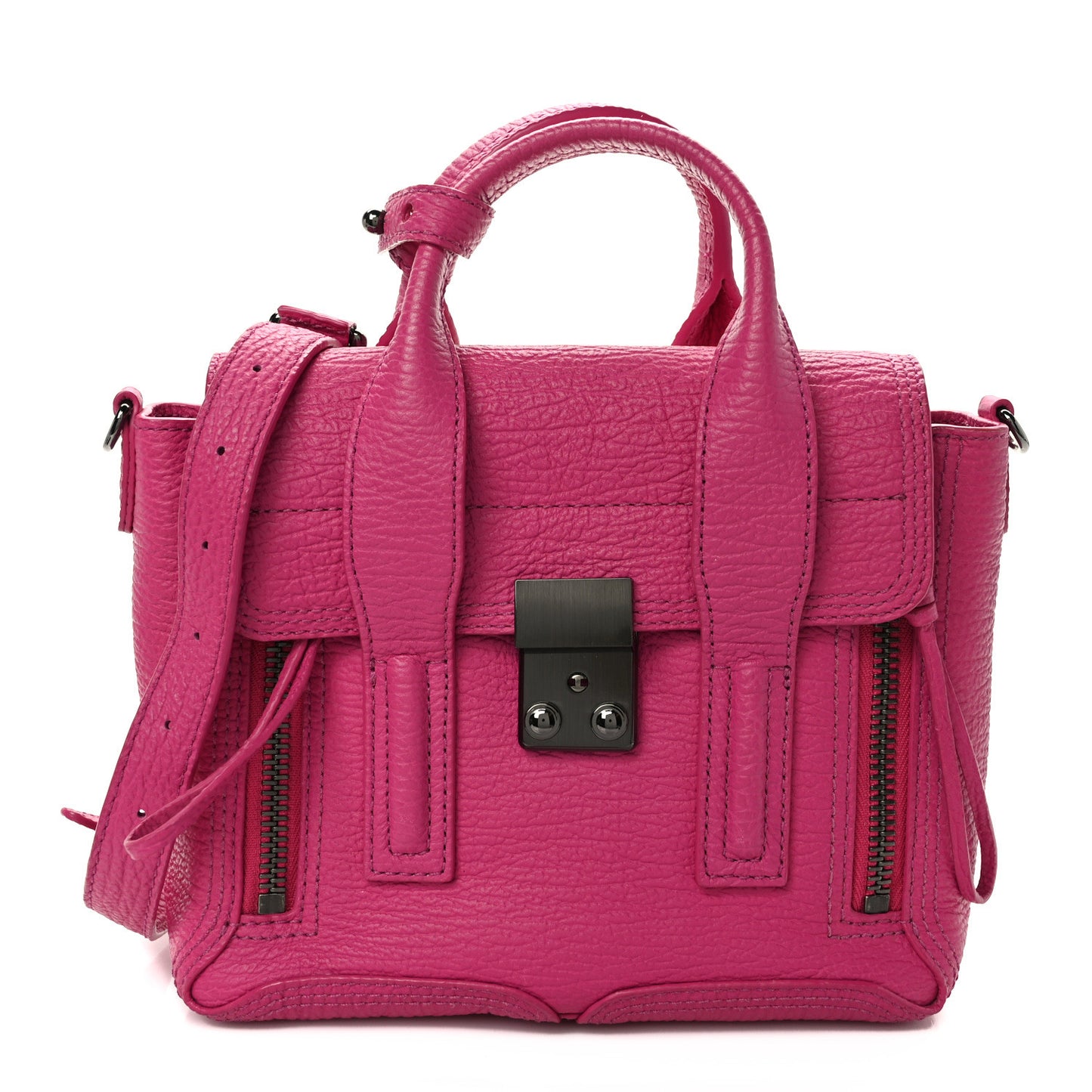 Textured Calfskin Mini Pashli Satchel Bright Fuchsia