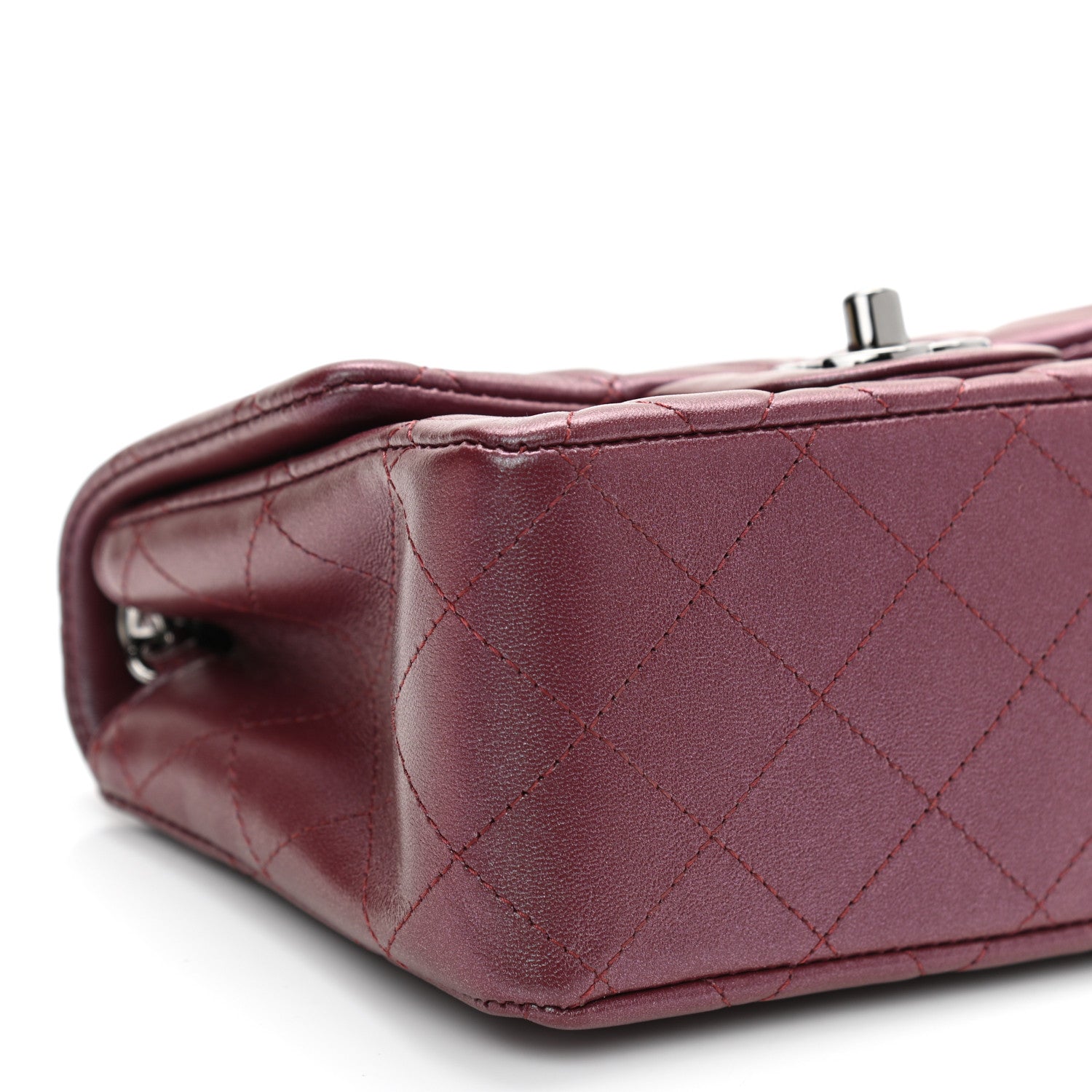 Chanel Iridescent Lambskin Quilted Mini Square Flap Burgundy 9 of 11