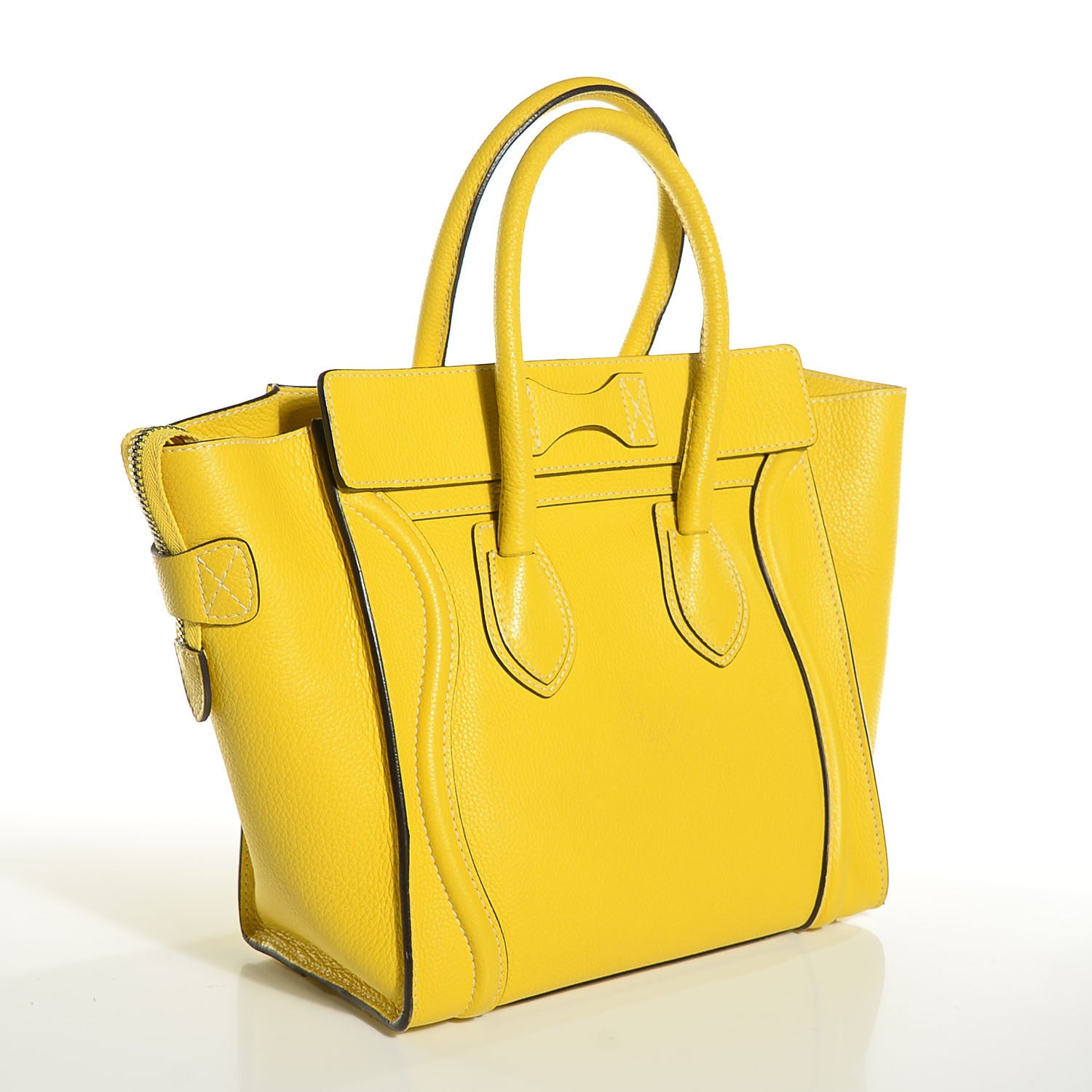 Celine Drummed Calfskin Micro Luggage Citron 3 of 8